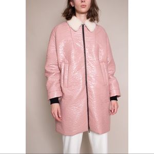 Rachel Comey Jaunt Shearling Patent Crinkle Coat